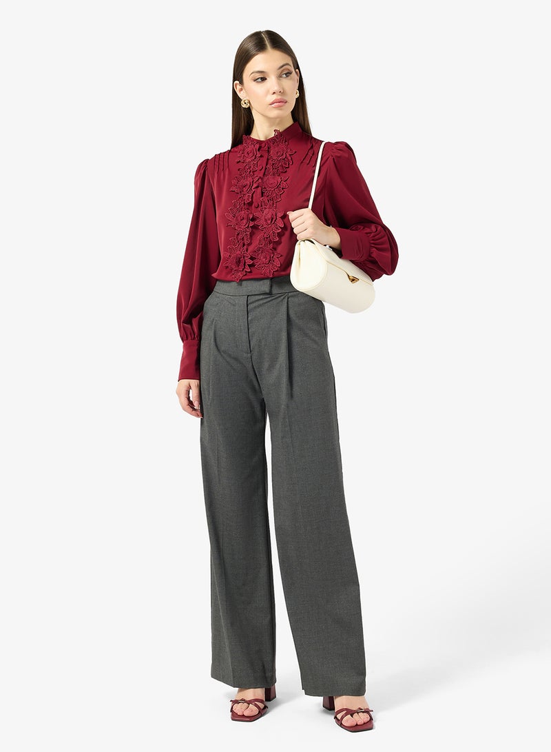 ELLA Puff Sleeve Blouse With Floral Detail - Image 4